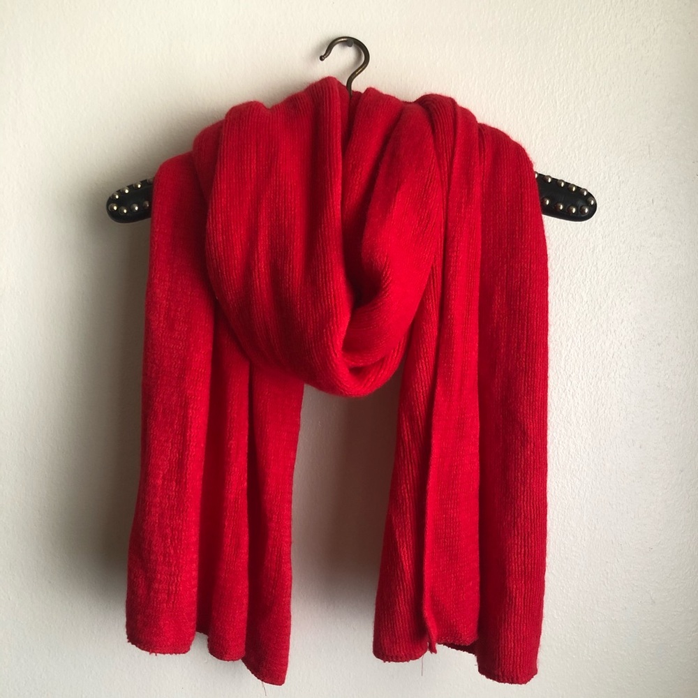 Extra Long Cozy Soft Scarlet Red Knit Scarf